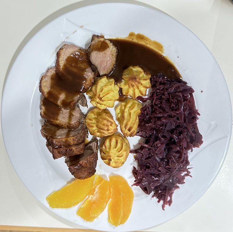 Entenbrust in Rotweinsauce