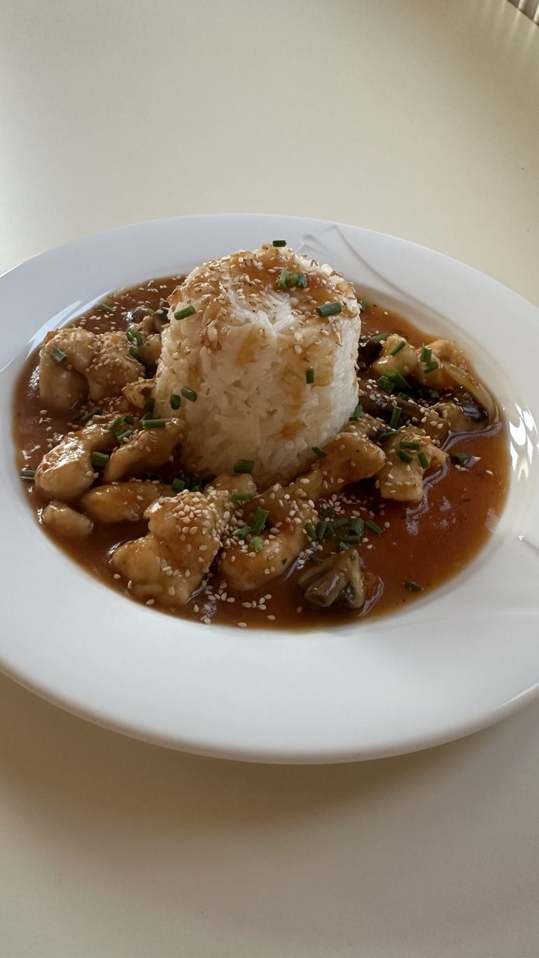 Hähnchenpfanne süßsauer mit Champignons